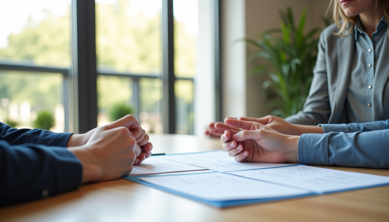 Conseiller bancaire en discussion avec un client sur des documents d’épargne et d’assurance