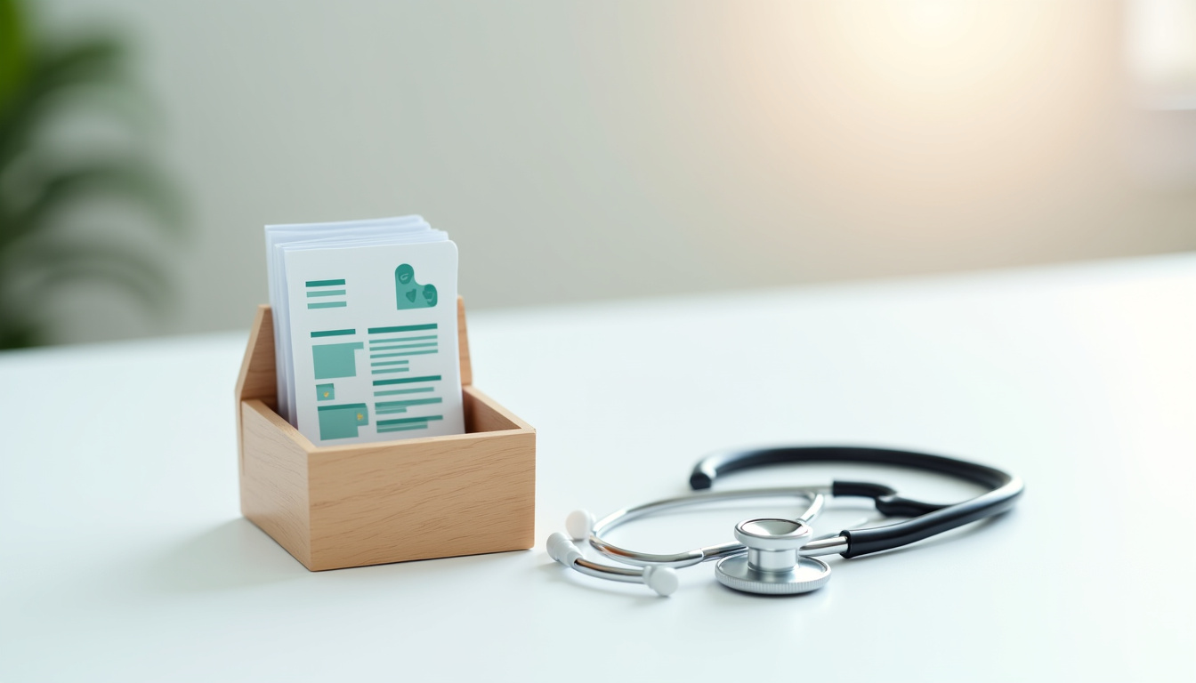 Dossier médical ouvert avec documents nécessaires pour obtenir une attestation d