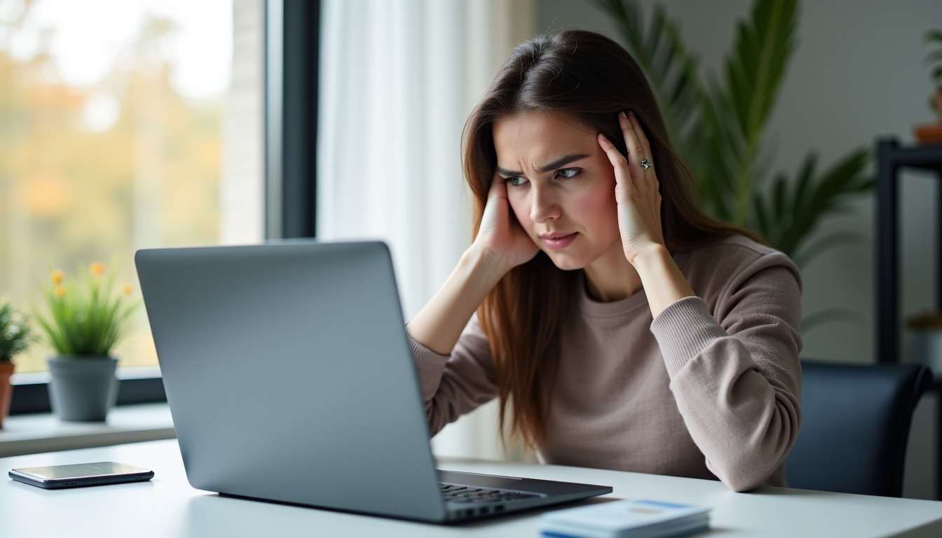 Personne confrontée à des difficultés de connexion sur l