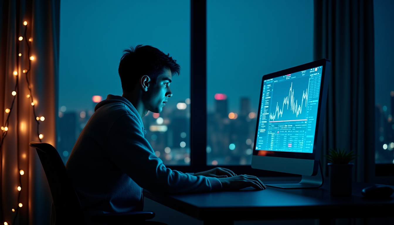 Personne utilisant un ordinateur pour surveiller ses investissements en cryptomonnaies